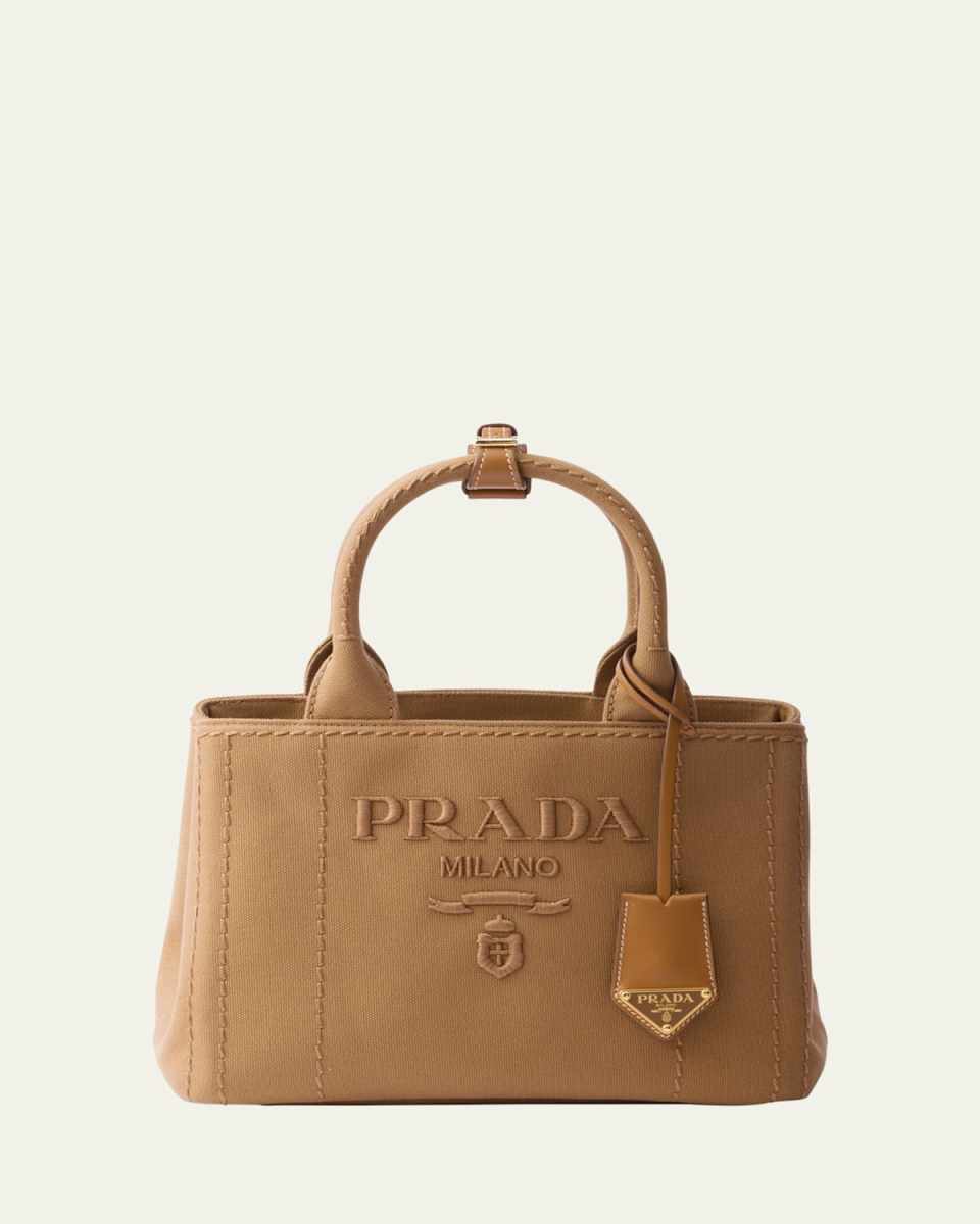 Small Embroidered Cotton Canvas Shoulder Bag